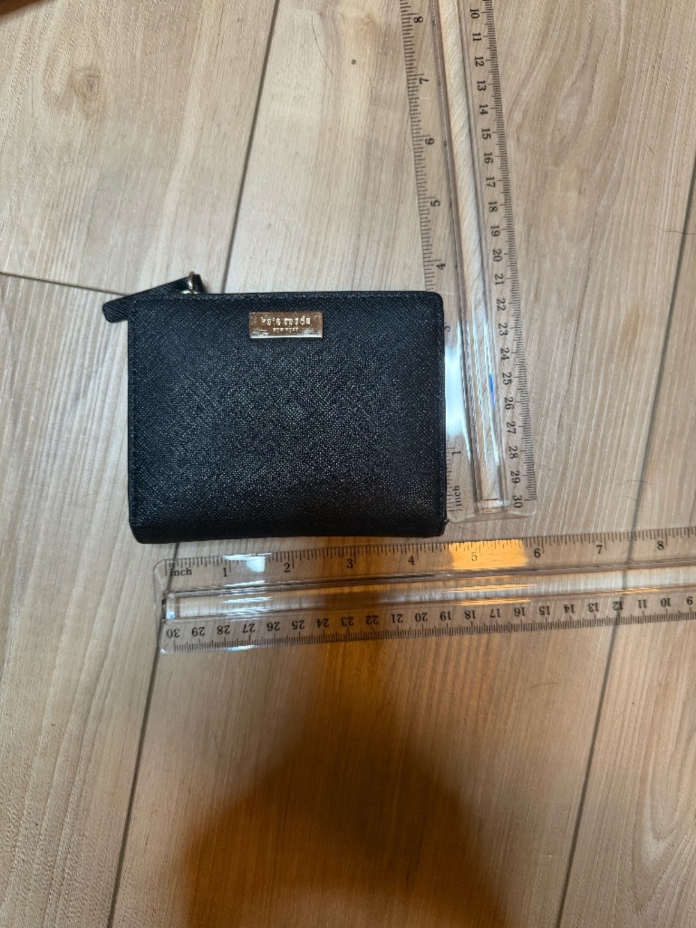 Kate Spade Black Wallet Small Zip Around Card Holder Leather